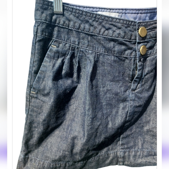 Women’s Gap Blue Dark Wash Gap 1969 Denim Pleated Front Mini Skirt Size 8 Preppy - Picture 5 of 6
